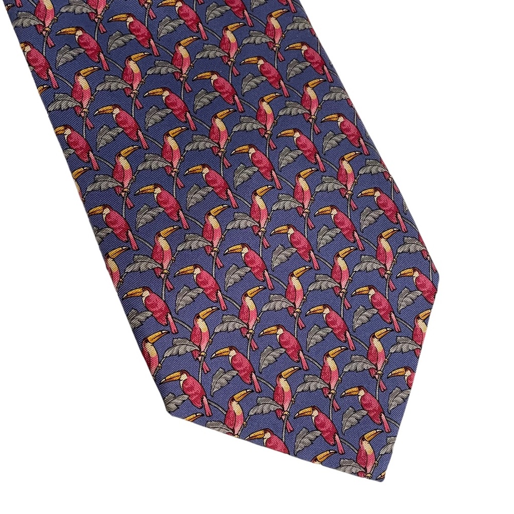 Tom James Executive Collection Silk Tropical Toucan‎ Bird Necktie Tie